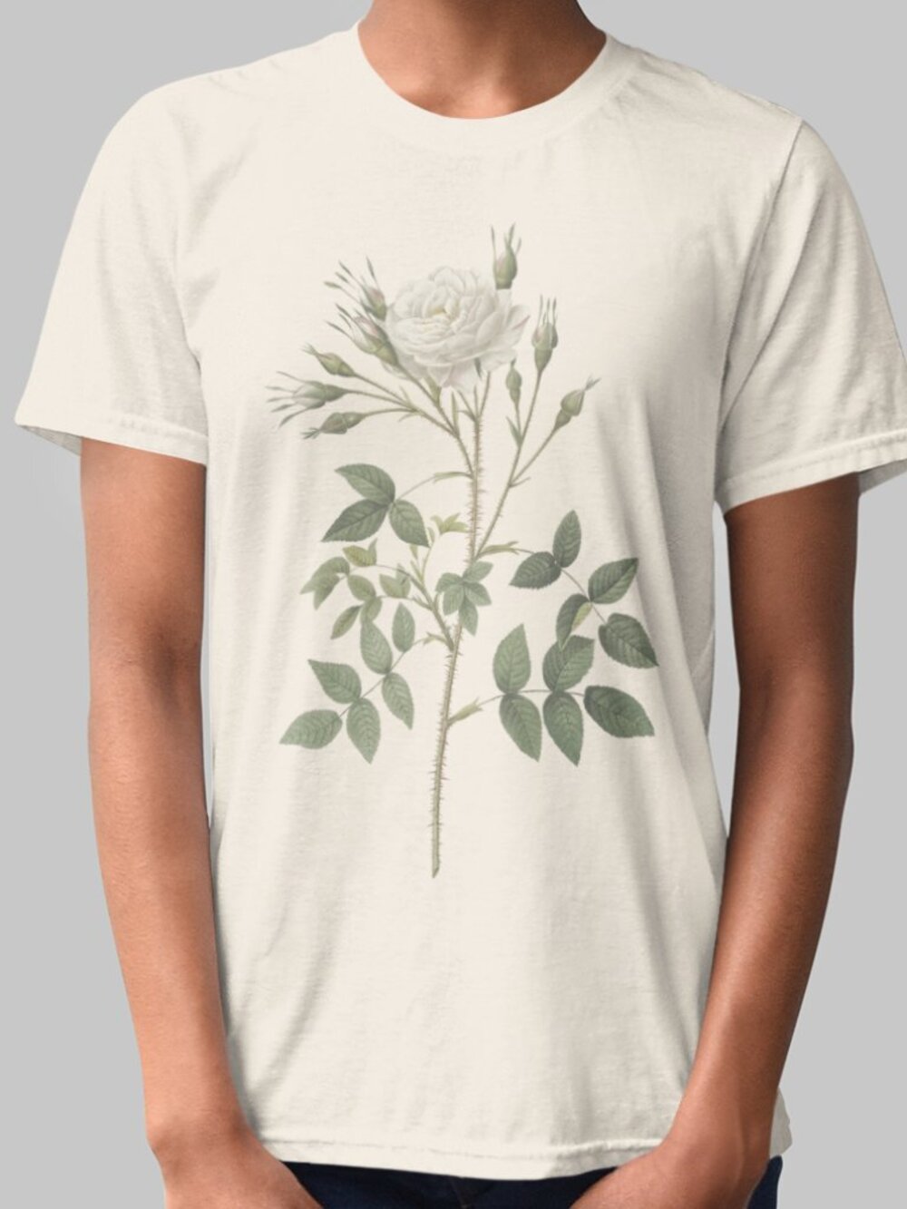 Rose Vintage Floral Print Short Sleeve Graphic Tee T-shirt S-XXL